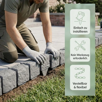 GARDENIX Okraj trávnika 1,8 m Žulová dlažobná kocka Šedá 10x10x10 cm – Okraj záhona, Okraj záhona,
