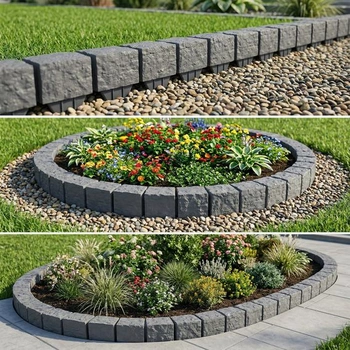GARDENIX Okraj trávnika 1,8 m Žulová dlažobná kocka Šedá 10x10x10 cm – Okraj záhona, Okraj záhona,