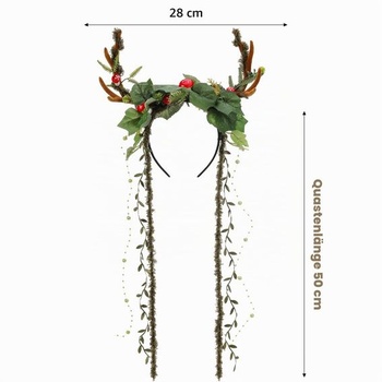 Kvetinová čelenka MOSTORY Antlers pre karnevalové kostýmy, čelenka Antlers pre cosplay, zelená