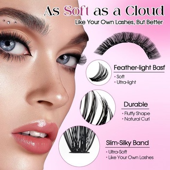WENDY LASHES Sada predlžovacích rias Wimpern, klastrové riasy 60D/80D/100D, D-Curl 60D+80D+100D, sada