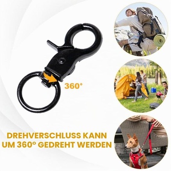 30 malých nůžkových karabin, černých, s otočným kloubem, sada 30 kusů