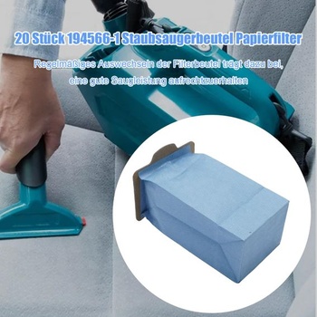 20 sáčkov do vysávača, papierové filtre, náhrada za Makita DCL182 CL107 CL072 CL102 BCL142 BCL182