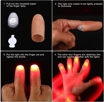 IBLUELOVER Magické svetlá na palec, balenie 10 kusov, Magické svetlá na palec, LED lampičky na prsty,