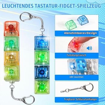 Joycabin 4dielna klávesnica fidget hračka s LED a kľúčenkou, 4 kusy, 4 tlačidlá (farebná)