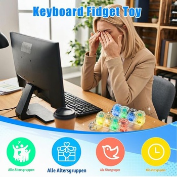 Joycabin 4dielna klávesnica fidget hračka s LED a kľúčenkou, 4 kusy, 4 tlačidlá (farebná)