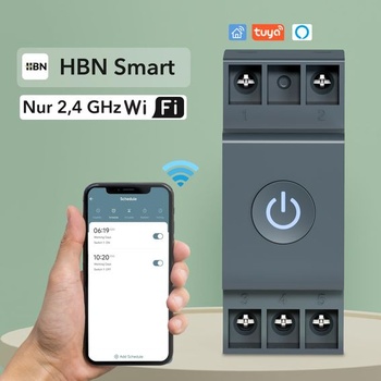 HBN Smart Life WiFi přepínač na DIN lištu pro domácnost s monitorováním energie, bezdrátovým