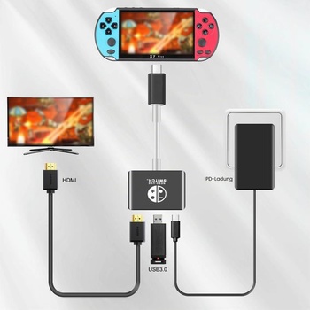 Dokovacia stanica 3 v 1 pre Switch/Switch OLED, port USB 3.0, nabíjanie typu C PD2.0, prenosná