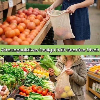 6dielna bavlnená sieťovaná nákupná taška na ovocie a zeleninu