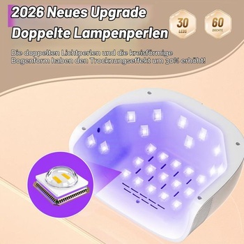 UV lampa LadyMisty na gelové nehty, vylepšená UV lampa 2026 – 30 dvojitě světelných korálků a LED
