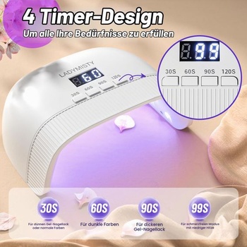 UV lampa LadyMisty na gelové nehty, vylepšená UV lampa 2026 – 30 dvojitě světelných korálků a LED