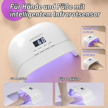 UV lampa LadyMisty na gelové nehty, vylepšená UV lampa 2026 – 30 dvojitě světelných korálků a LED