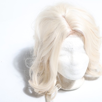 BARSDAR Krátka vlnitá platinovo blond parochňa, vlnité blond parochne po ramená pre ženy, krátka vlnitá