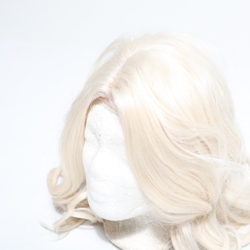 BARSDAR Krátka vlnitá platinovo blond parochňa, vlnité blond parochne po ramená pre ženy, krátka vlnitá