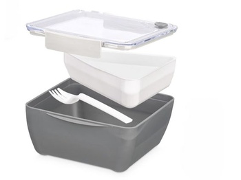 Olovrantový box s 2 priehradkami, 1400 ml a 450 ml, vzduchotesný, s vidličkou, vhodný do mikrovlnnej