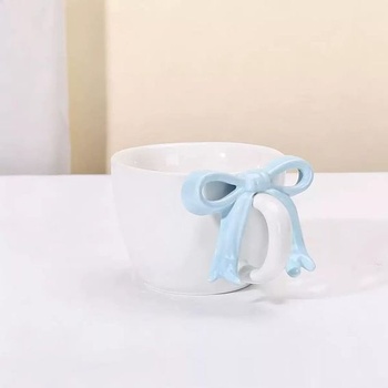 Roztomilý 3D hrnek na kávu s mašlí a sadou podšálků, 350ml, silnostěnný šálek na cappuccino,