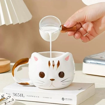 Nový 3D hrnek s kočkou, zábavný hrnek na čaj, porcelánový hrnek na kávu s uchem, roztomilý