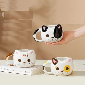 Nový 3D hrnek s kočkou, zábavný hrnek na čaj, porcelánový hrnek na kávu s uchem, roztomilý