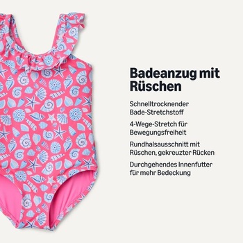 Dievčenské jednodielne plavky Amazon Essentials, vek 9 rokov, sýto ružové mušle