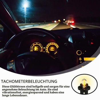 10 žiaroviek T5, 12V 2W, pätica B8, 5D, minižiarovky pre osvetlenie palubnej dosky, osvetlenie tachometra,
