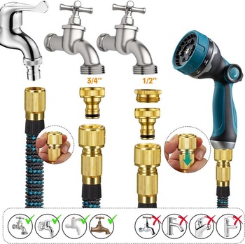 JUNEBOW® 15m flexibilní zahradní hadice s 10funkční postřikovací hlavicí, lehká flexibilní hadice s