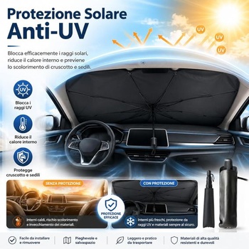 Skládací sluneční clona do auta 130 x 75 cm – UV ochrana pro přední sklo – sluneční clona do auta –