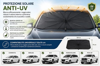 Skládací sluneční clona do auta 130 x 75 cm – UV ochrana pro přední sklo – sluneční clona do auta –