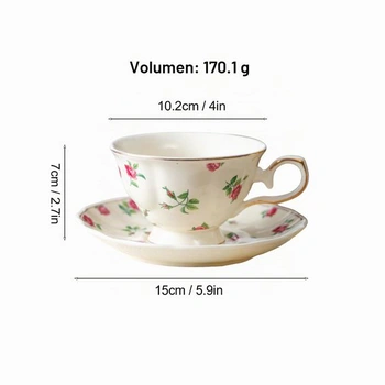 Sada vintage šálok a tanierikov Fanquare s ružovým vzorom, elegantné porcelánové šálky na kávu, 180ml