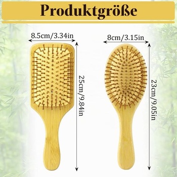 Sada 2 bambusových kief na vlasy, prírodná kefa na vlasy, kulma, veľká