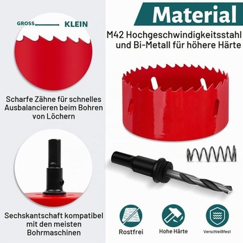 70mm děrovka, univerzální bimetalové děrovky HSS M42, 1 kus, ø70 mm