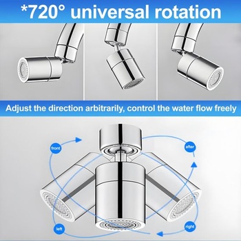 Chromovaný perlátor na baterii, otočný o 360°, otočný perlátor na baterii, kuchyňský perlátor M24