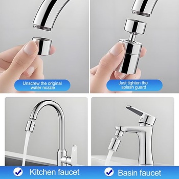 Chromovaný perlátor na baterii, otočný o 360°, otočný perlátor na baterii, kuchyňský perlátor M24