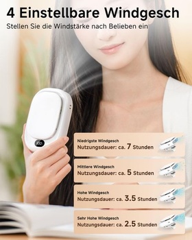 Ventilátor ViSSKO s klipom na pás, prenosný malý ventilátor s kapacitou 2000 mAh a klipom, 4