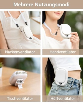 Ventilátor ViSSKO s klipom na pás, prenosný malý ventilátor s kapacitou 2000 mAh a klipom, 4