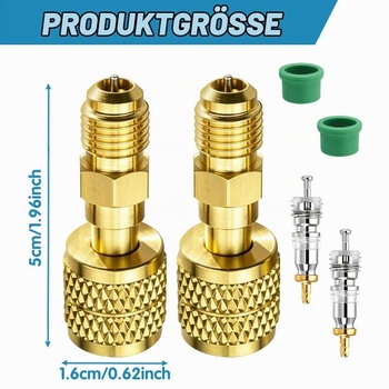 Balenie 2 adaptérov pre chladivo R32 R454B, mosadzné adaptéry pre chladivo
