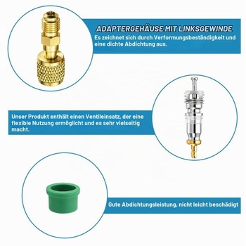 Balenie 2 adaptérov pre chladivo R32 R454B, mosadzné adaptéry pre chladivo
