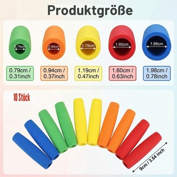 10 kusů úchopových trubek z EVA pěny, zesílení rukojeti pro pera, protiskluzové úchopové trubky pro