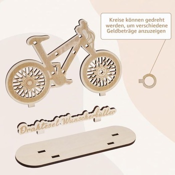 Darček na bicykel, dekoratívny darček na bicykel, pokladnička na peniaze, drevené darčeky na peniaze k