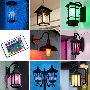 LED plamenné lampy s diaľkovým ovládaním, 16 RGB farieb a 4 režimy – E27 plamenná lampa pre vonkajšie