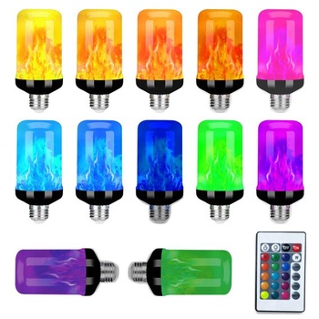 LED plamenné lampy s diaľkovým ovládaním, 16 RGB farieb a 4 režimy – E27 plamenná lampa pre vonkajšie
