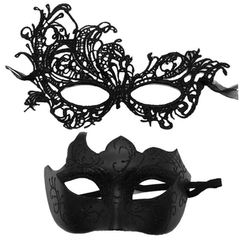 Maškarná maska ​​pre páry, mužov a ženy, benátska maska ​​na Halloween, čipková maska, kostým,