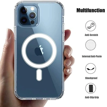 Priehľadný kryt s Mag-Safe pre iPhone 13 Mini, tenký kruhový kryt so vstavaným magnetom, mäkký TPU