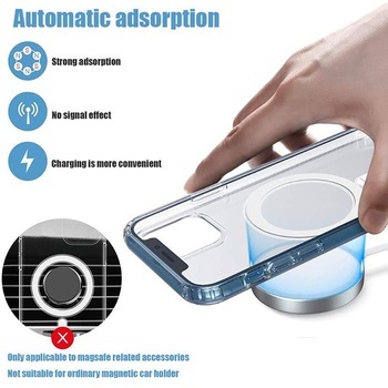 Priehľadný kryt s Mag-Safe pre iPhone 13 Mini, tenký kruhový kryt so vstavaným magnetom, mäkký TPU