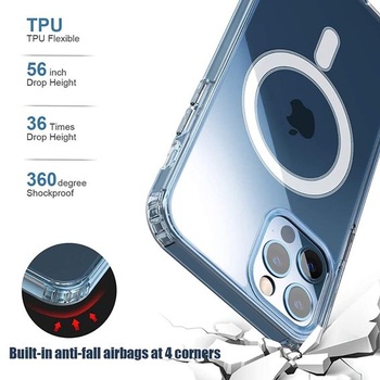 Priehľadný kryt s Mag-Safe pre iPhone 13 Mini, tenký kruhový kryt so vstavaným magnetom, mäkký TPU