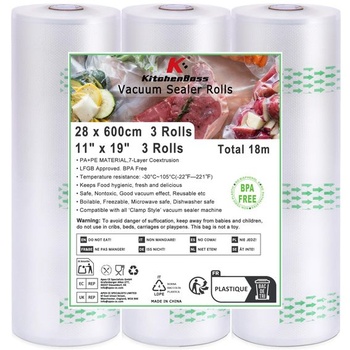 Vákuové vrecká KitchenBoss, 3 role: 28x600cm profesionálne…