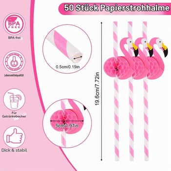 50 papírových brček Hopton Flamingo