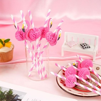 50 papírových brček Hopton Flamingo