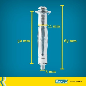 Rychlokovová dutinová kotva M5 se šroubem do sádrokartonu 6–21 mm, 10 kusů do 40 kg (6–21 mm), malé