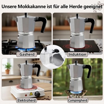 Espresso kávovar na 6 šálok, kanvica na espresso 300 ml, hliníkový kávovar, ITALIA, espresso