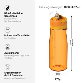 Fľaša na vodu Sparrow TouchFlow Tritan - 500ml, 750ml, 1l - bez BPA - nepriepustná športová fľaša -