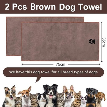 2 kusy uterákov pre psov, 75 x 35 cm, extra savé, rýchloschnúce uteráky z mikrovlákna pre domácich